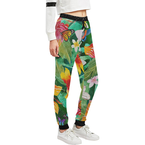 Tropical Flowers Butterflies II Unisex All Over Print Sweatpants (Model L11)