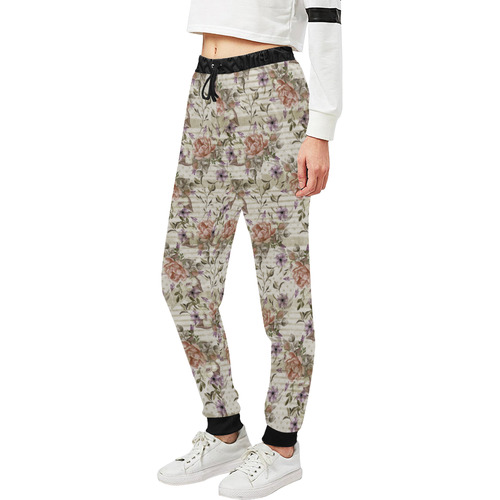 Watercolor Vintage Roses Ribbon Pattern 03 Unisex All Over Print Sweatpants (Model L11)