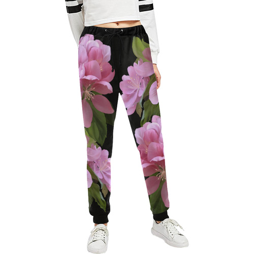 Pink Blossom Branch, , floral watercolor Unisex All Over Print Sweatpants (Model L11)