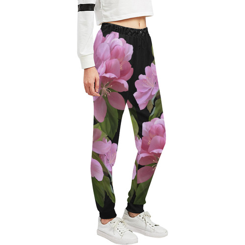 Pink Blossom Branch, , floral watercolor Unisex All Over Print Sweatpants (Model L11)