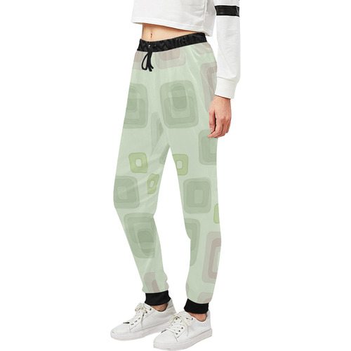 Green and Pink squares, back to 70's pattern Unisex All Over Print Sweatpants (Model L11)
