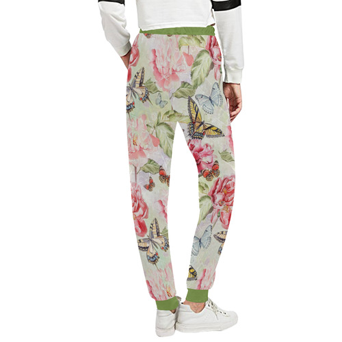 Watercolor Butterflies Flowers Wallpaper 01 Unisex All Over Print Sweatpants (Model L11)