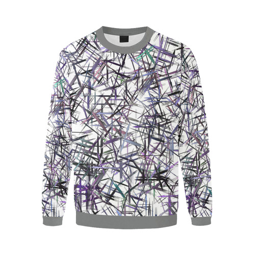 Arrows and Sticks Abstract Men's Oversized Fleece Crew Sweatshirt/Large Size(Model H18)