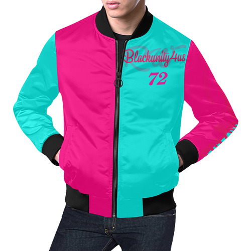 New Pink/Blue By RW All Over Print Bomber Jacket for Men (Model H19)