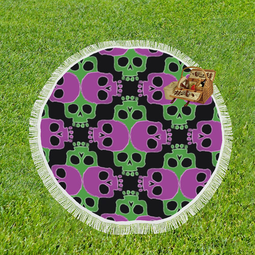 Skull Jigsaw GP Circular Beach Shawl 59"x 59"