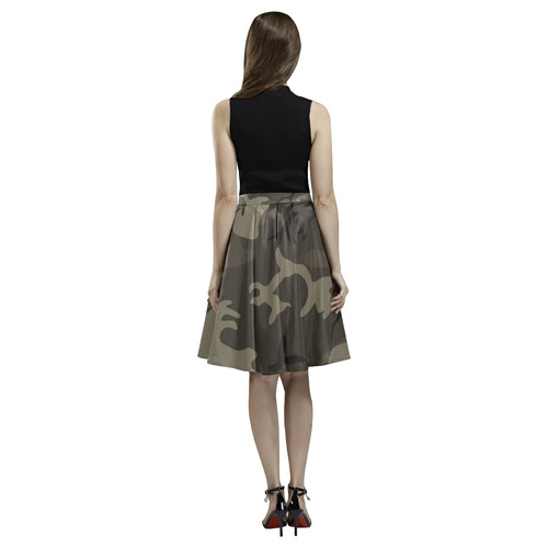 Camo Grey Melete Pleated Midi Skirt (Model D15)