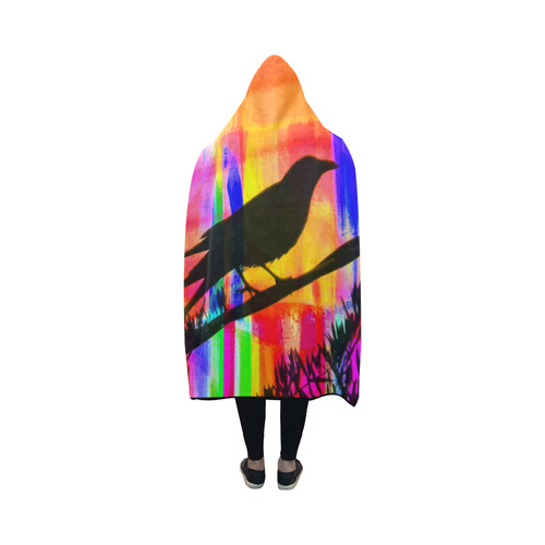 rainbow raven by Martina Webster Hooded Blanket 50''x40''