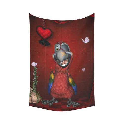 Funny, cute parrot Cotton Linen Wall Tapestry 60"x 90"