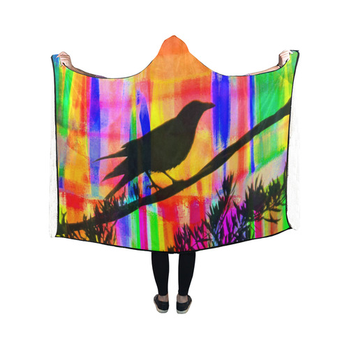 rainbow raven by Martina Webster Hooded Blanket 50''x40''