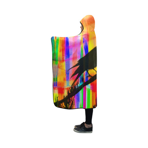 rainbow raven by Martina Webster Hooded Blanket 50''x40''