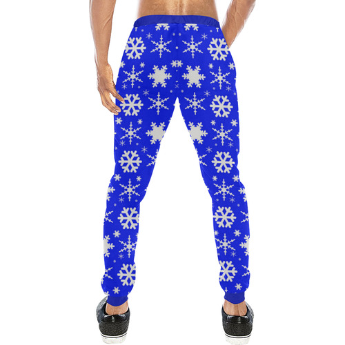 Snowflakes Dark Blue Men's All Over Print Sweatpants (Model L11)