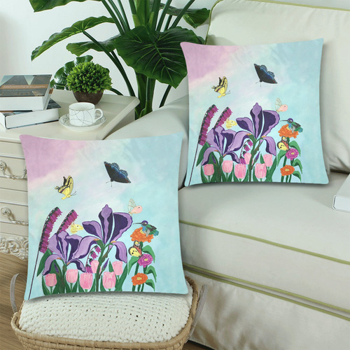 Garden of Heavenly Delights Two Pillowcases Custom Zippered Pillow Cases 18"x 18" (Twin Sides) (Set of 2)