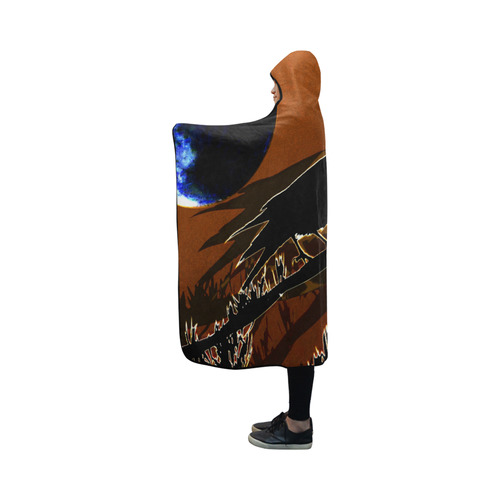 Gothic Raven by Martina Webster Hooded Blanket 50''x40''