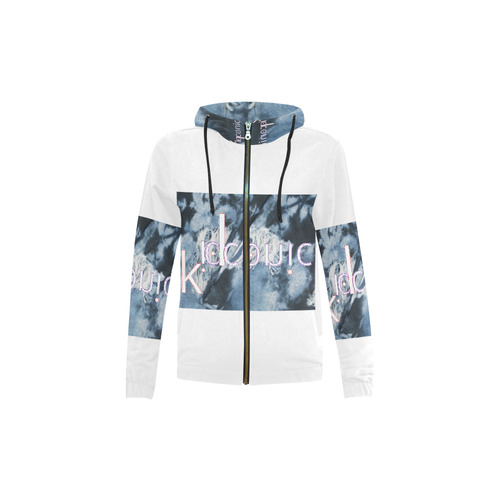 kid iconic distressed jean hoodie All Over Print Full Zip Hoodie for Kid (Model H14)