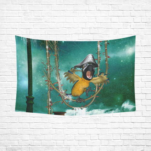 Funny pirate parrot Cotton Linen Wall Tapestry 90"x 60"