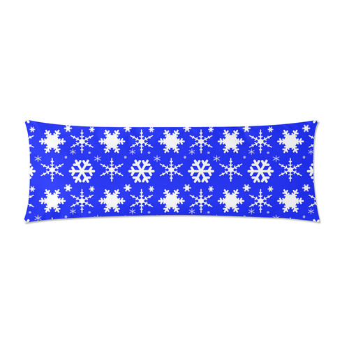 Snowflakes Dark Blue Custom Zippered Pillow Case 21"x60"(Two Sides)