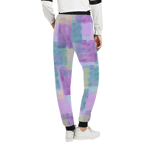Purple Turquoise Blocks Unisex All Over Print Sweatpants (Model L11)