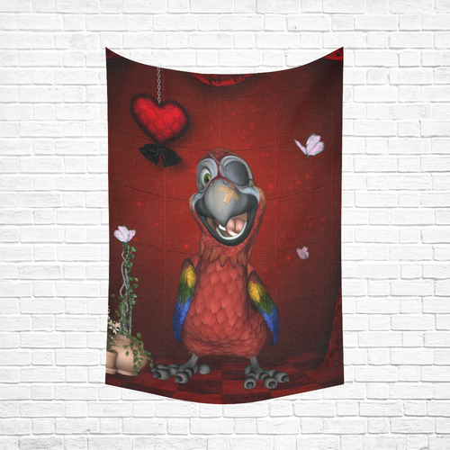 Funny, cute parrot Cotton Linen Wall Tapestry 60"x 90"