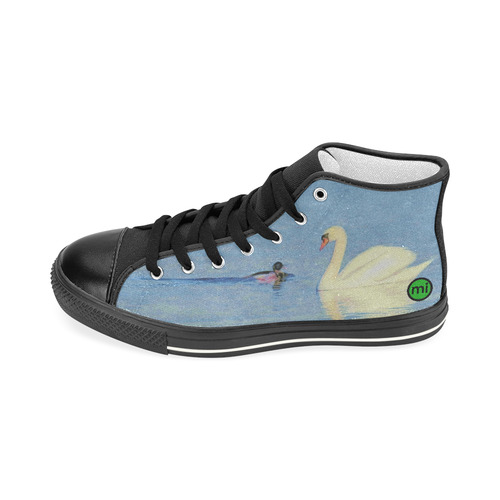 Swan Meets Duck. Inspired by the Magic Island of Gotland. Women's Classic High Top Canvas Shoes (Model 017)