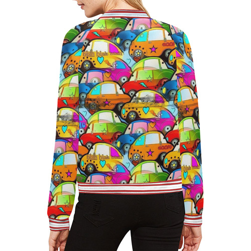 Cars Popart by Nico Bielow All Over Print Bomber Jacket for Women (Model H21)