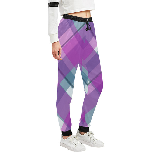 Purple Plaid 1 Unisex All Over Print Sweatpants (Model L11)