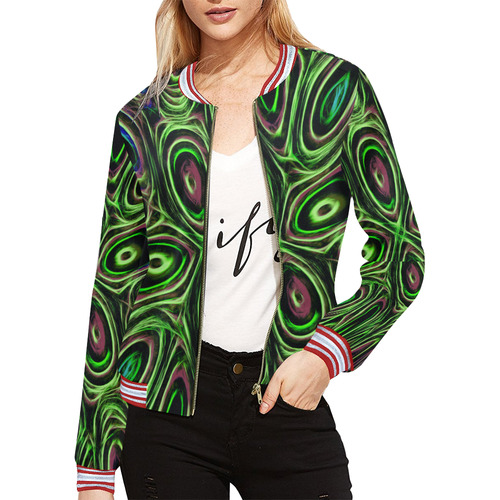 Peacock Strut III All Over Print Bomber Jacket for Women (Model H21)