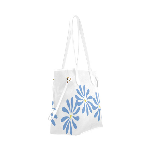 Blue Floral Design Clover Canvas Tote Bag (Model 1661)