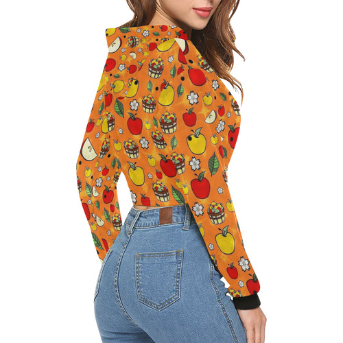 Apple Popart by Nico Bielow All Over Print Crop Hoodie for Women (Model H22)