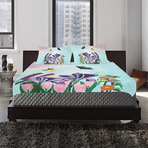 Garden of Heavenly Delights Queen Bed Set 3-Piece Bedding Set