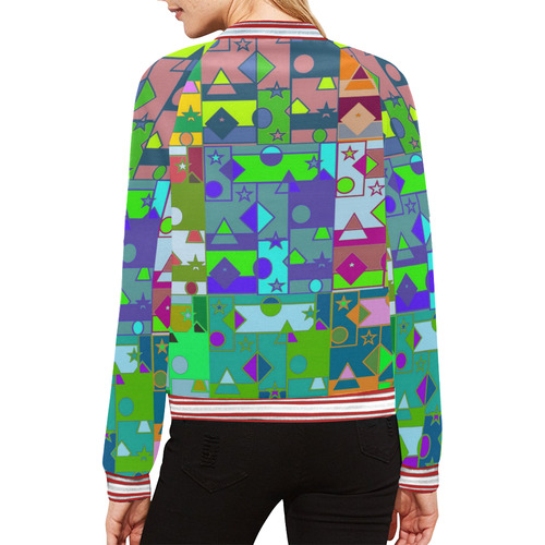 Geometrix by Artdream All Over Print Bomber Jacket for Women (Model H21)