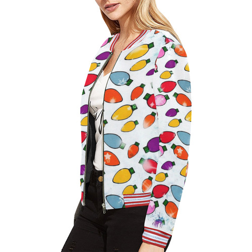 Bulb Popart by Nico Bielow All Over Print Bomber Jacket for Women (Model H21)