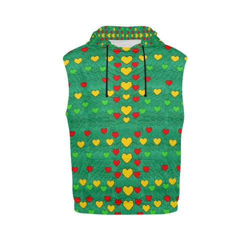 love is in all of us to give and show All Over Print Sleeveless Hoodie for Men (Model H15)