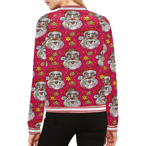 Santa Popart by Nico Bielow All Over Print Bomber Jacket for Women (Model H21)
