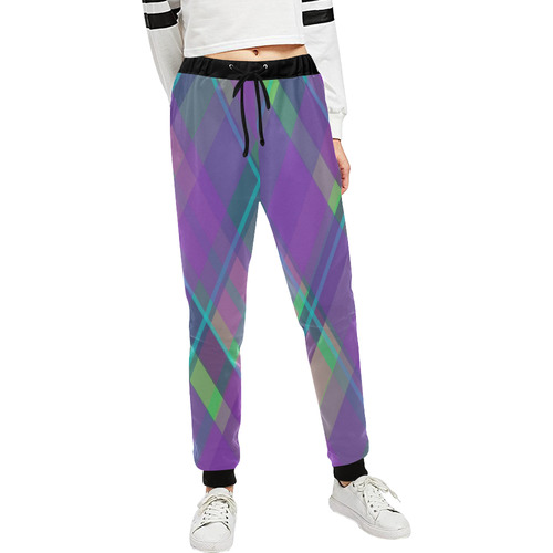 Purple Plaid 2 Unisex All Over Print Sweatpants (Model L11)