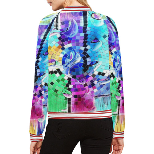 Mosaic Popart by Nico Bielow All Over Print Bomber Jacket for Women (Model H21)