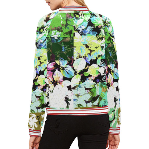 Foliage Patchwork #2 All Over Print Bomber Jacket for Women (Model H21)
