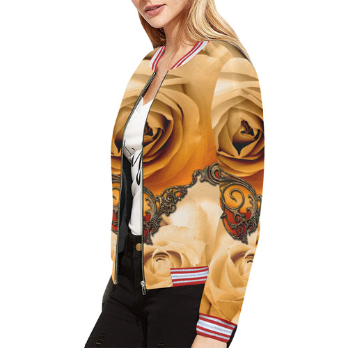 Vintage design, roses All Over Print Bomber Jacket for Women (Model H21)