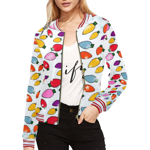 Bulb Popart by Nico Bielow All Over Print Bomber Jacket for Women (Model H21)