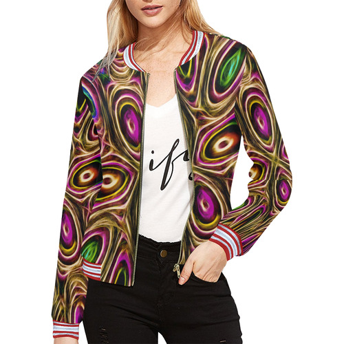 Peacock Strut II All Over Print Bomber Jacket for Women (Model H21)