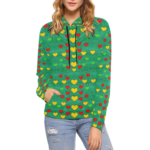 love is in all of us to give and show All Over Print Hoodie for Women (USA Size) (Model H13)