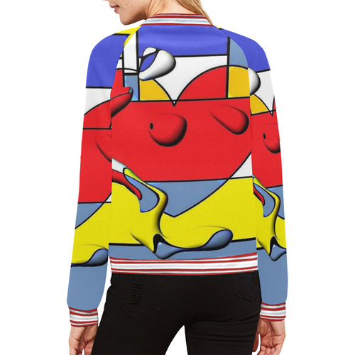 Herz Popart by Nico Bielow All Over Print Bomber Jacket for Women (Model H21)