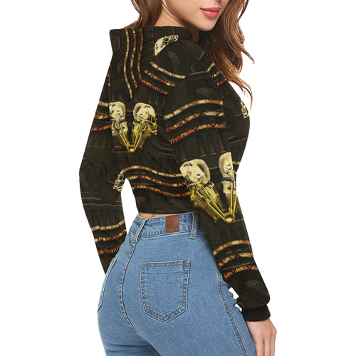Awesome mechanical skull All Over Print Crop Hoodie for Women (Model H22)