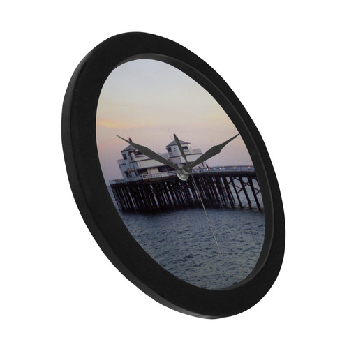 Malibu Fishing Pier Circular Plastic Wall clock