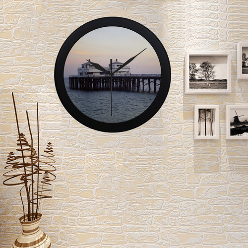 Malibu Fishing Pier Circular Plastic Wall clock