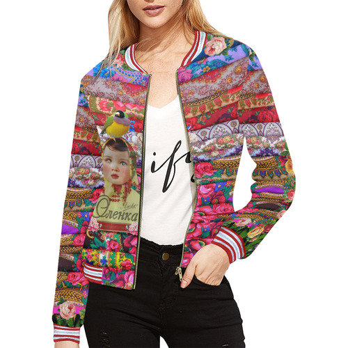 Flower Child All Over Print Bomber Jacket for Women (Model H21)