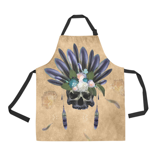 Cool skull with feathers and flowers