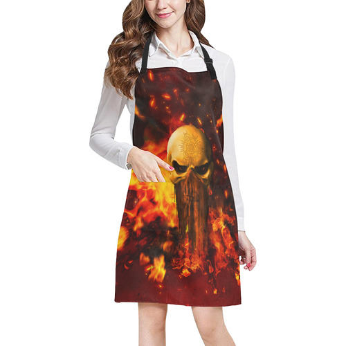 Amazing skull with fire All Over Print Apron