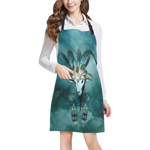 The billy goat with feathers and flowers All Over Print Apron