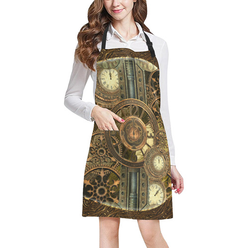 Steampunk clocks and gears All Over Print Apron