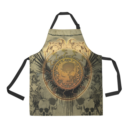 Awesome skulls on round button All Over Print Apron